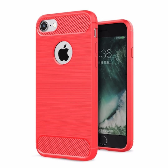 SKALO iPhone 7/8 Armor Carbon Stødsikker TPU-cover - Rød | Elgiganten