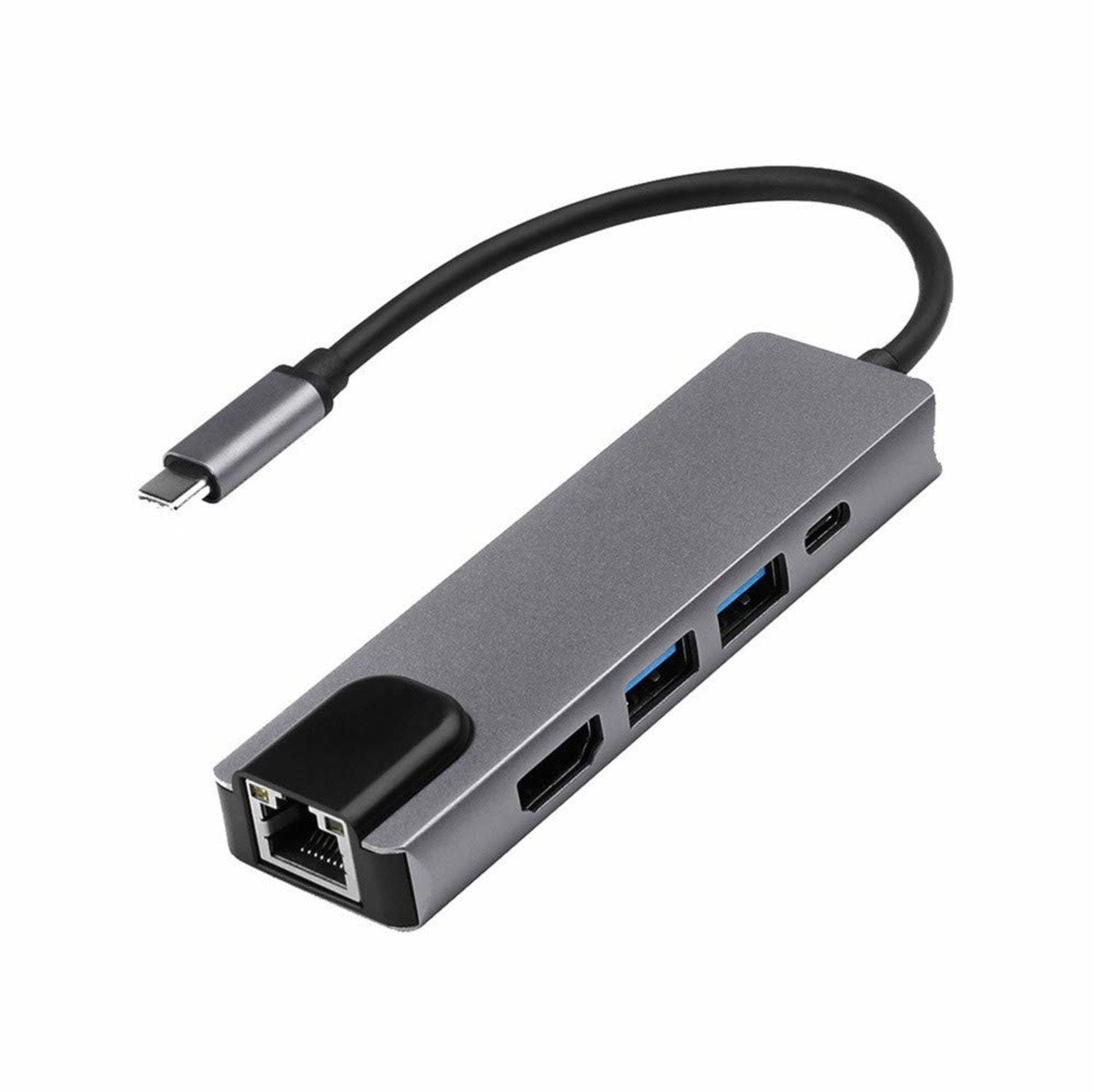 USB-C Hub med 4K HDMI, 2 USB3.0, USB-C og Gigabit Ethernet | Elgiganten