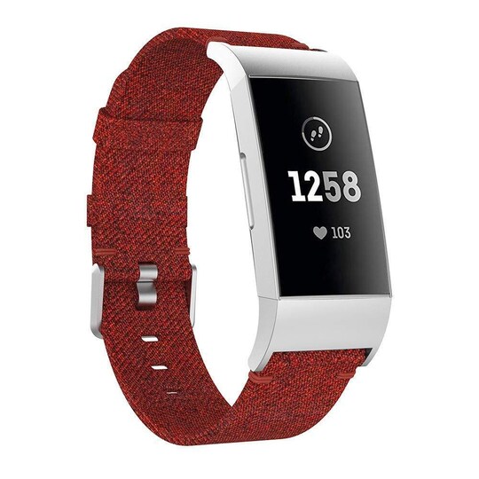 Fitbit Charge 3/4 armbånd lærred rød - L. | Elgiganten