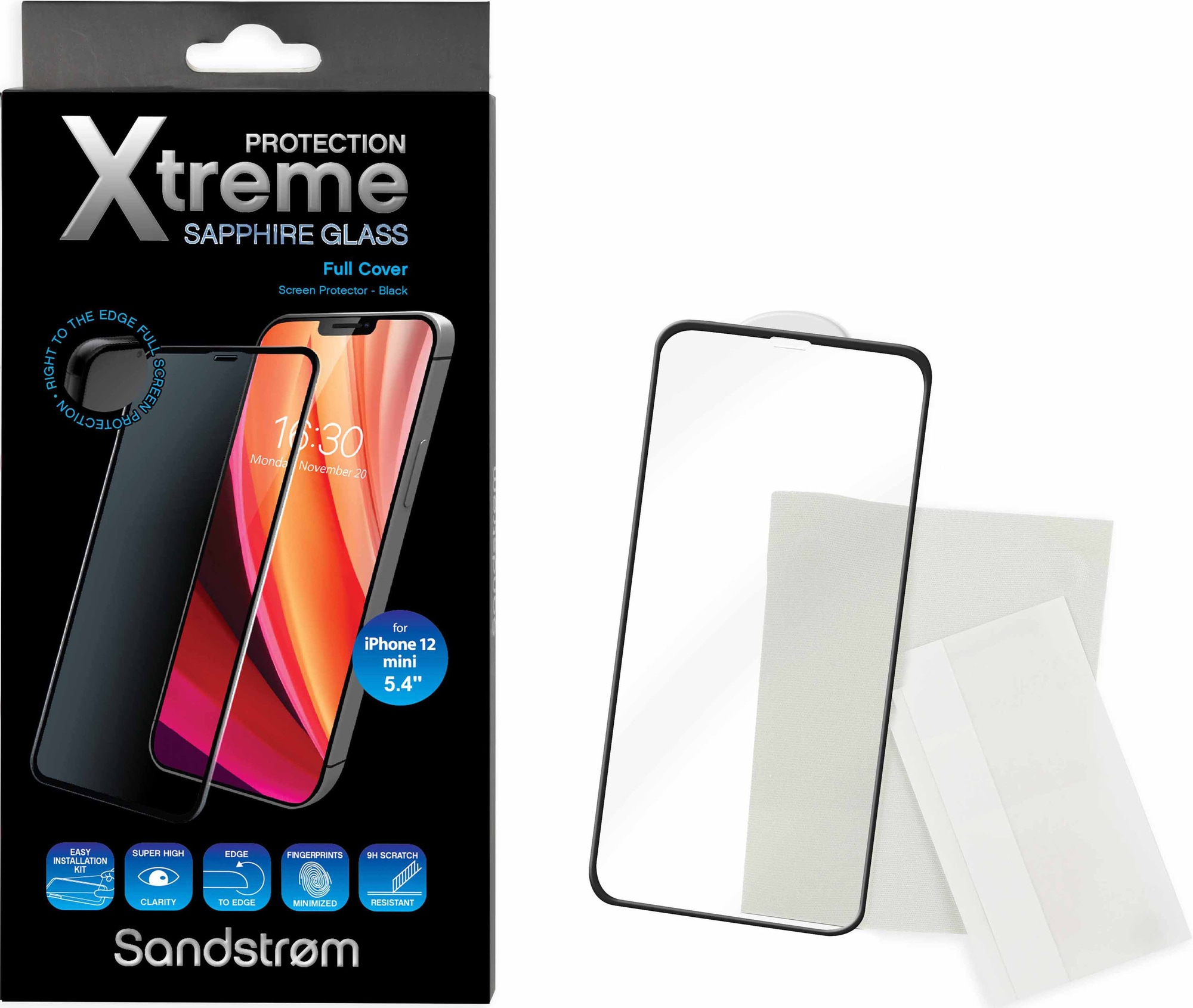 Sandstrøm Curved Glass iPhone 12 mini skærmbeskytter | Elgiganten