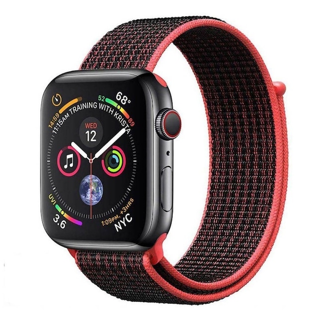 Apple Watch 4 (40mm) Nylon armbånd - sort / rød