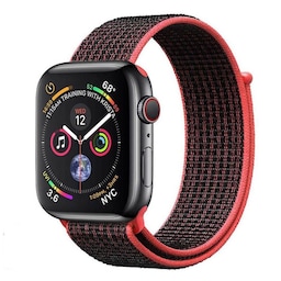 Apple Watch 4 (44mm) Nylon armbånd - sort / rød