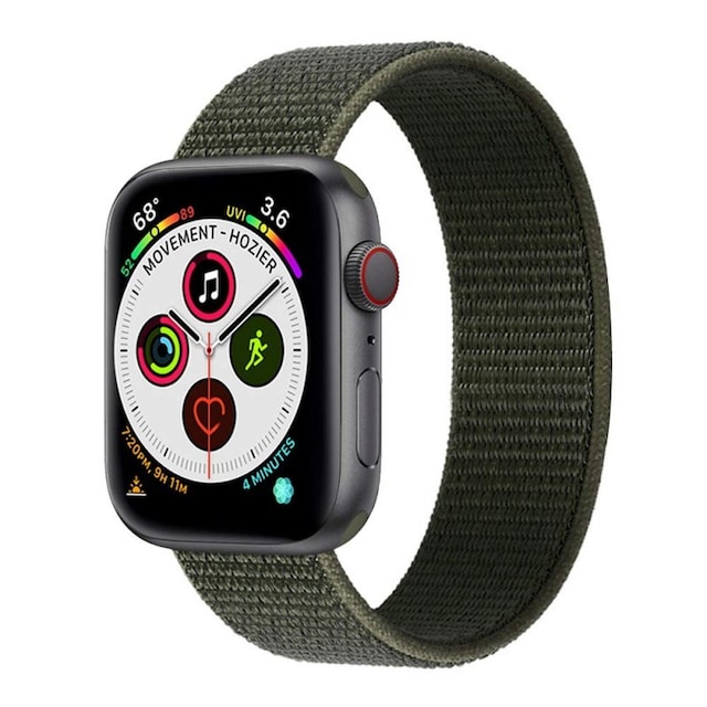 Apple Watch 5 (44mm) Nylon Armbånd - Military Khaki