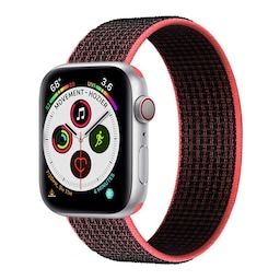 Apple Watch 5 (44mm) Nylon Armbånd - Svart/Röd