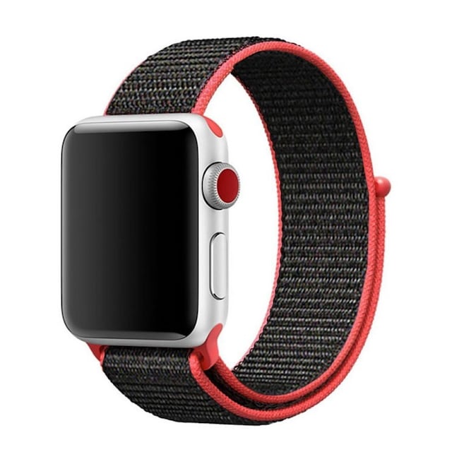 Apple Watch 38mm Nylon armbånd - sort / rød