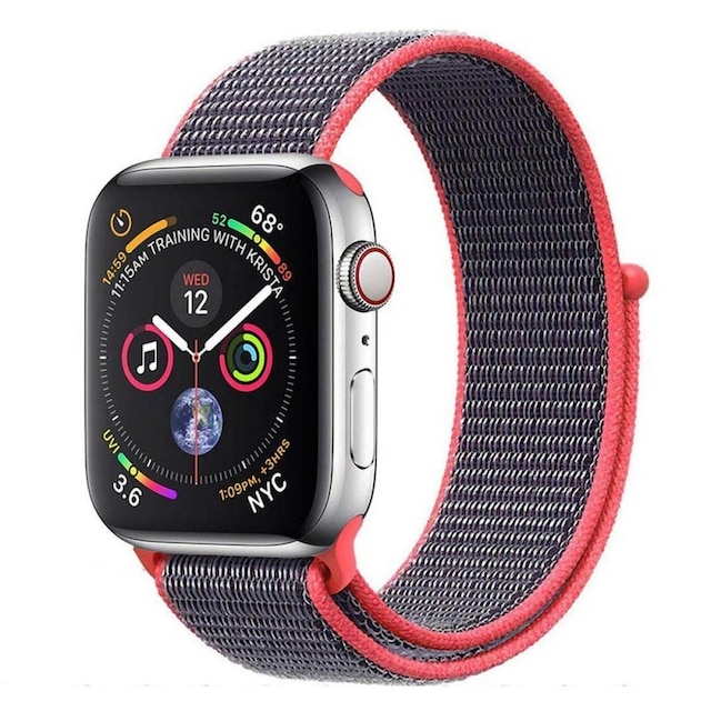 Apple Watch 4 (40mm) Nylon armbånd - elektrisk lyserød