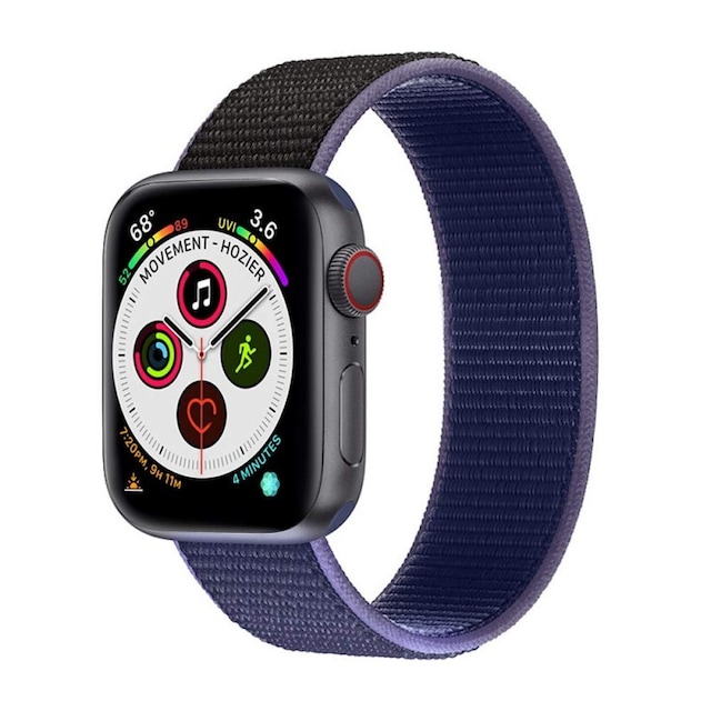 Apple Watch 5 (44mm) Nylon Armbånd - Midnight black