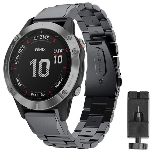 Rustfrit stål armbånd Garmin Fenix 6X - sort