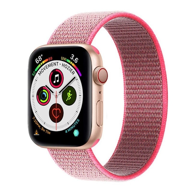 Apple Watch 5 (44mm) Nylon Armbånd - Hot pink