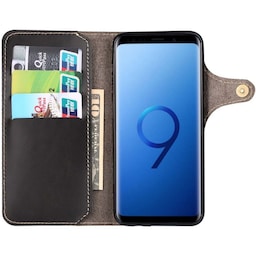Wallet 3-kort ægte læder Samsung Galaxy S9 Plus (SM-G965F)  - sort