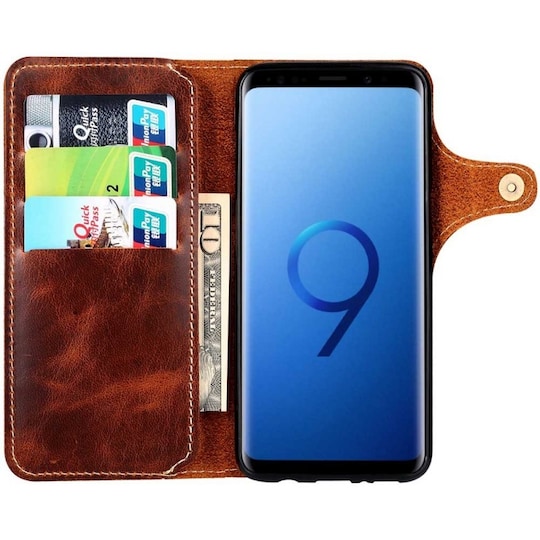 Wallet 3-kort ægte læder Samsung Galaxy S9 Plus (SM-G965F) - brun |  Elgiganten