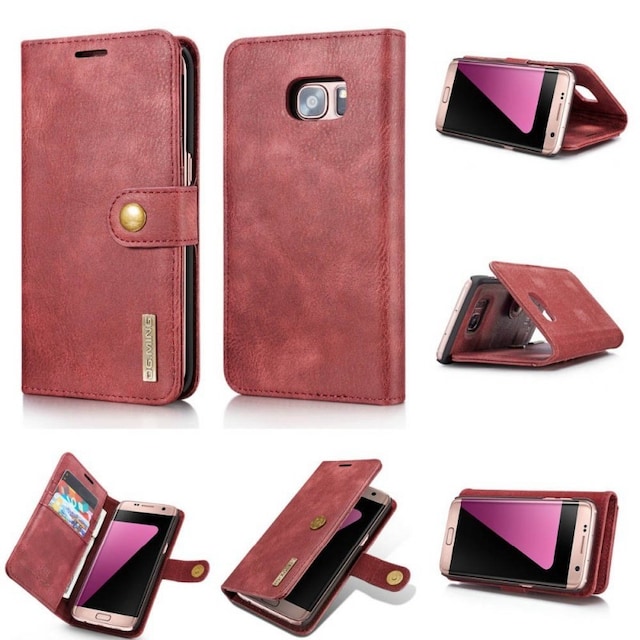 DG-Ming Wallet 2i1 til Samsung Galaxy S7 Edge (SM-G935F)  - rød