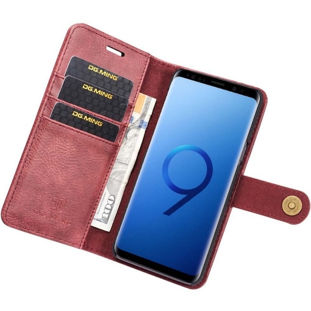 DG-Ming Wallet 2i1 til Samsung Galaxy S9 Plus (SM-G965F)  - rød