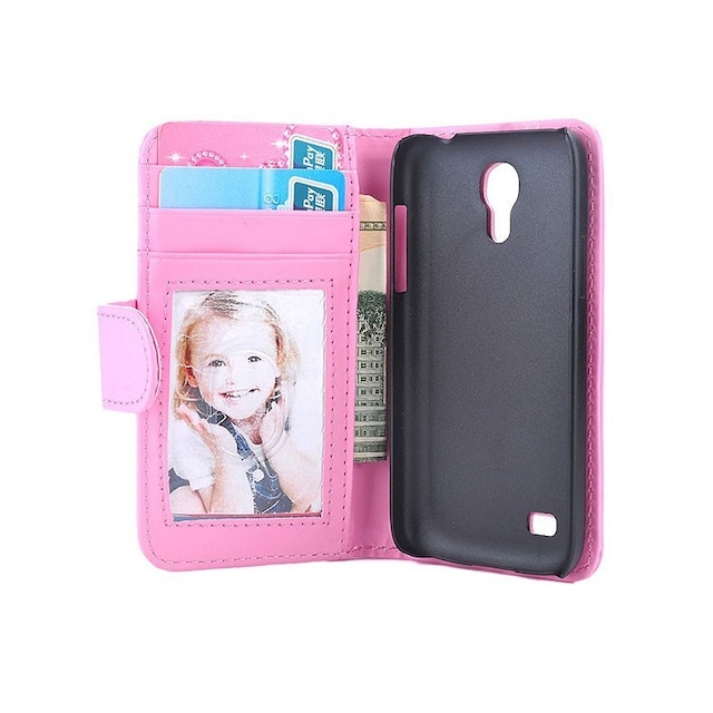 Wallet foto 3-kort Samsung Galaxy S4 Mini (GT-i9190)  - lys rosa