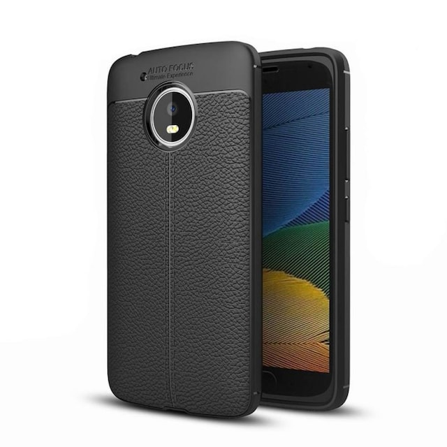 Lædermønstret silicone cover Motorola Moto G5 (XT1670)  - sort
