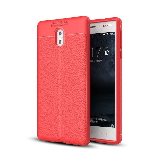 Lædermønstret silicone cover Nokia 3 (TA-1032)  - rød