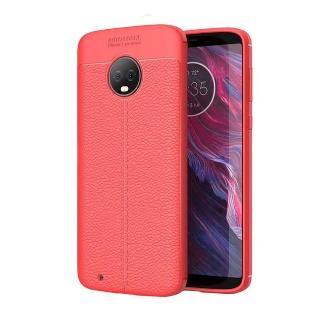 Lædermønstret silicone cover Motorola Moto G6 (XT1925)  - rød