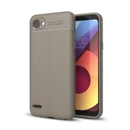 Lædermønstret silicone cover LG Q6 (M700A)  - Grå