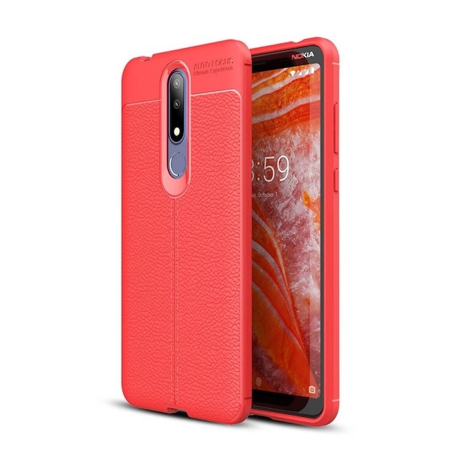 Lædermønstret silicone cover Nokia 3.1 Plus (TA-1118)  - rød