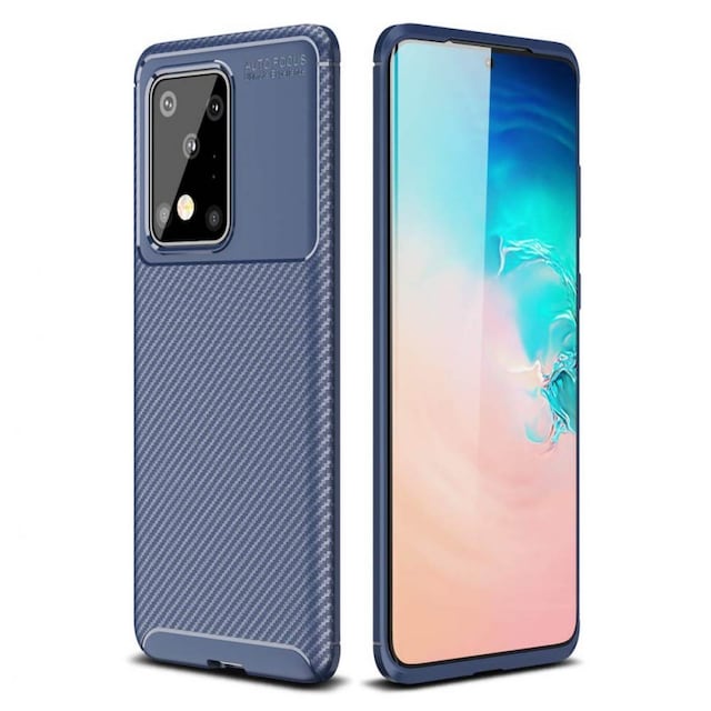 Carbon silikone cover Samsung Galaxy S20 Ultra (SM-G988F)  - blå