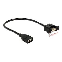 DeLOCK USB 2.0 cable for panel mount, 2xUSB type A fm, 0,25m, black