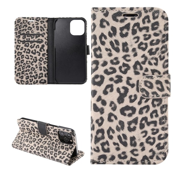 Leopardmønster tegnebogsovertræk til iPhone 12 Pro Max - Gul