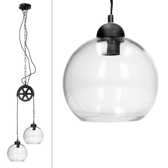 Hængende suspension lampe loftslampe lampe pendel pendel glas lampe 2x E27  | Elgiganten