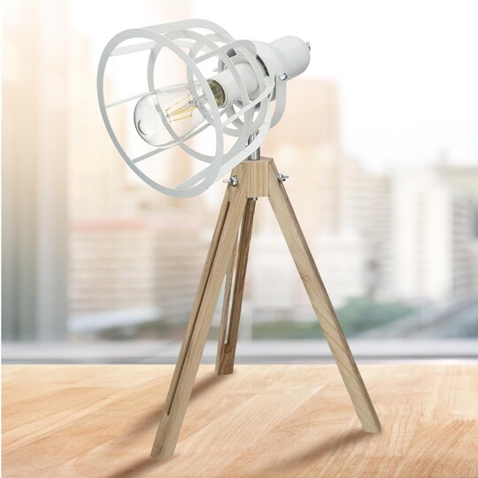 Bordlampe Ø 20 cm E27 fatning hvid lavet af metal vintage / retro |  Elgiganten