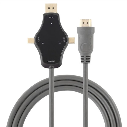 Adapterkabel DisplayPort - Mini DisplayPort + USB Type-C til HDMI 4K |  Elgiganten