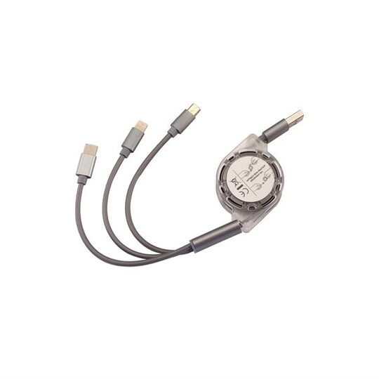 3i1 Ladekabel Apple / Samsung / Huawei / Sony Mobiltelefon - Udtrækkeligt  kludrefrit | Elgiganten
