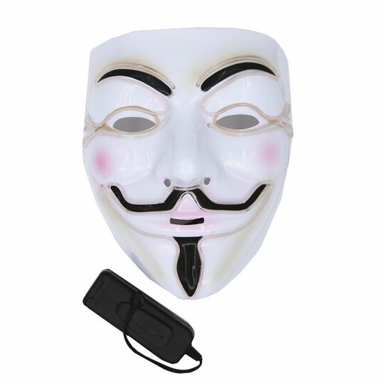 Anonym LED Halloween maske Hvid | Elgiganten