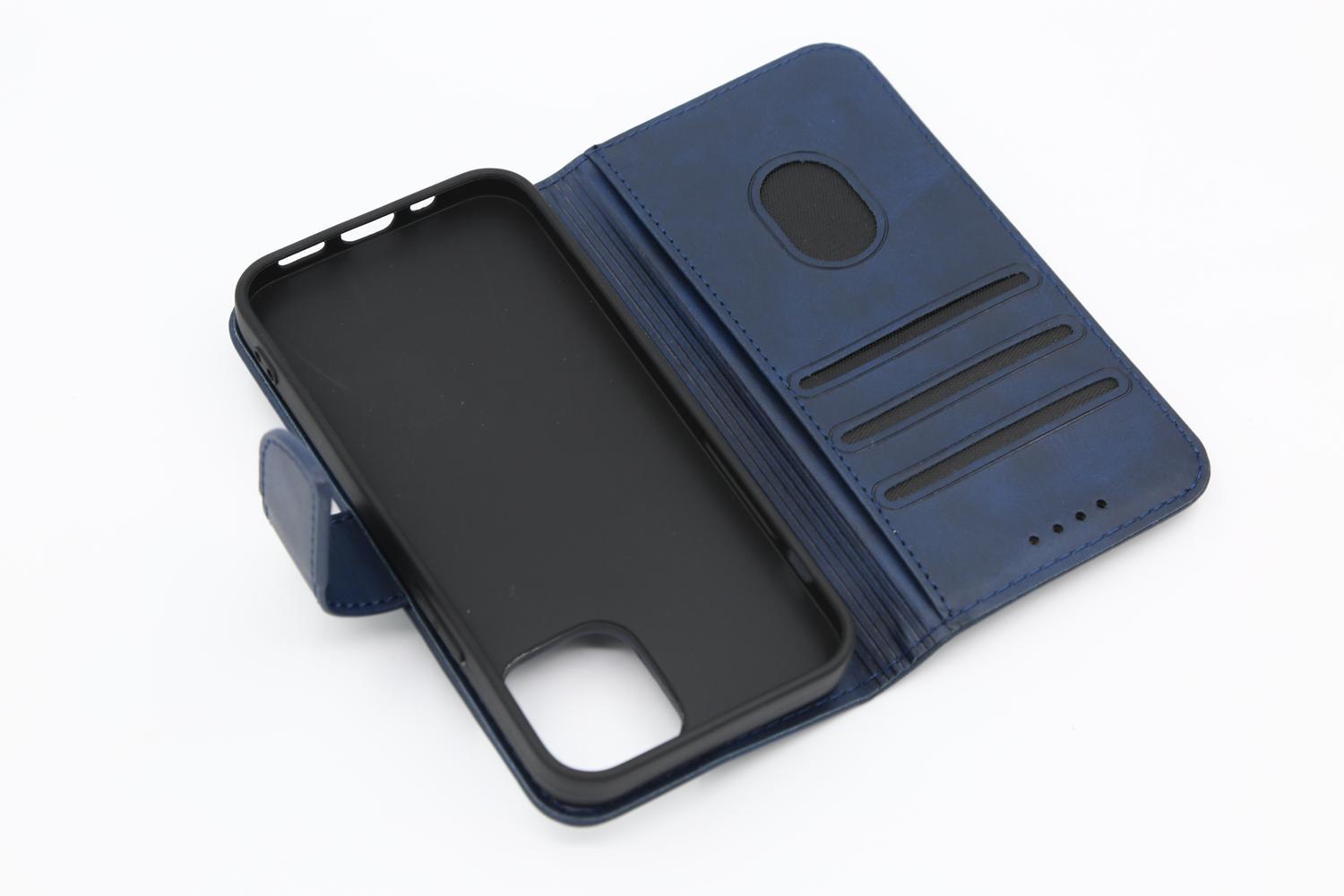 iPhone 12/12 Pro etui med kortholder PU læder Blå | Elgiganten