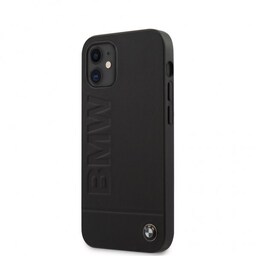 BMW iPhone 12 Mini Cover Logo Graveret Sort