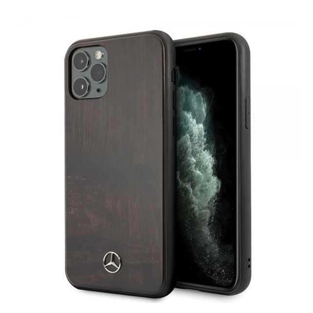 Mercedes Benz iPhone 11 Pro Max Cover Wood Line Rosewood