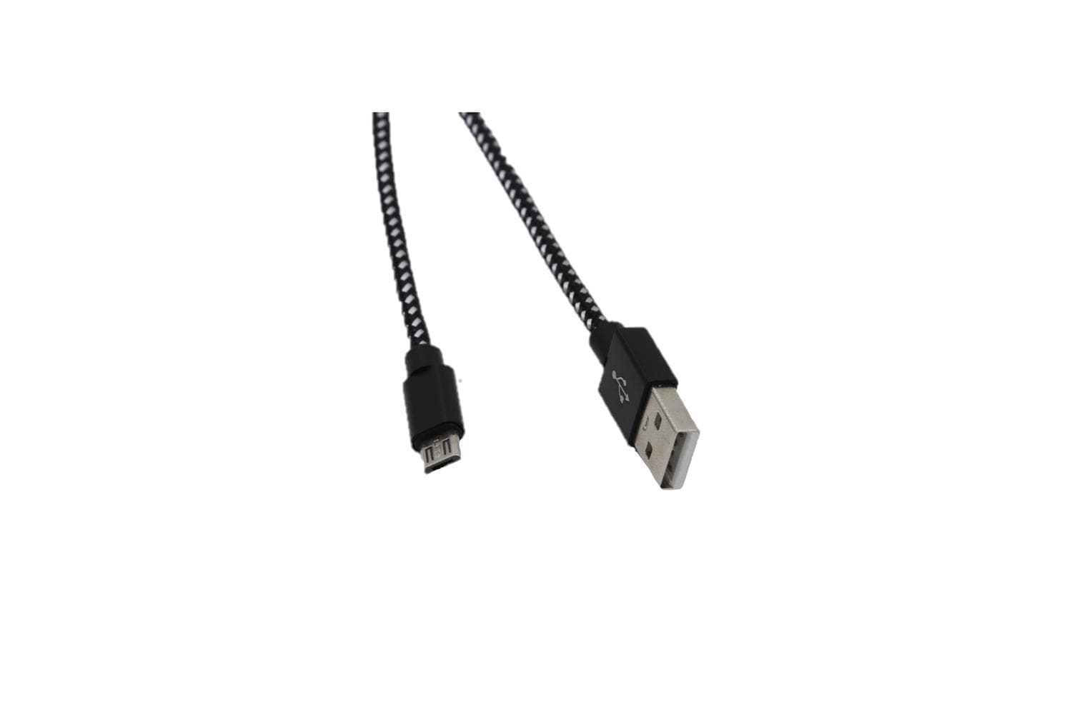Ekstra langt opladerkabel i nylon, USB til Micro USB 3m - Sort / hvid |  Elgiganten
