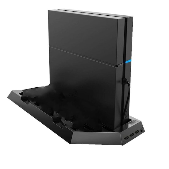 PS4 / PS4 Slankt lodret stativ med blæser, ladestation, USB-hub | Elgiganten