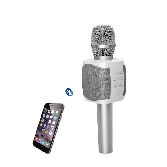 Karaoke mikrofon og højttalere 2 i 1, sølv | Elgiganten