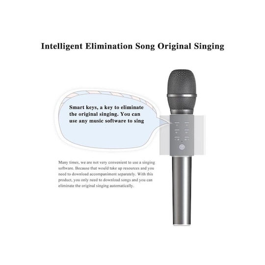 Karaoke mikrofon med Bluetooth højttaler 5W sølv | Elgiganten