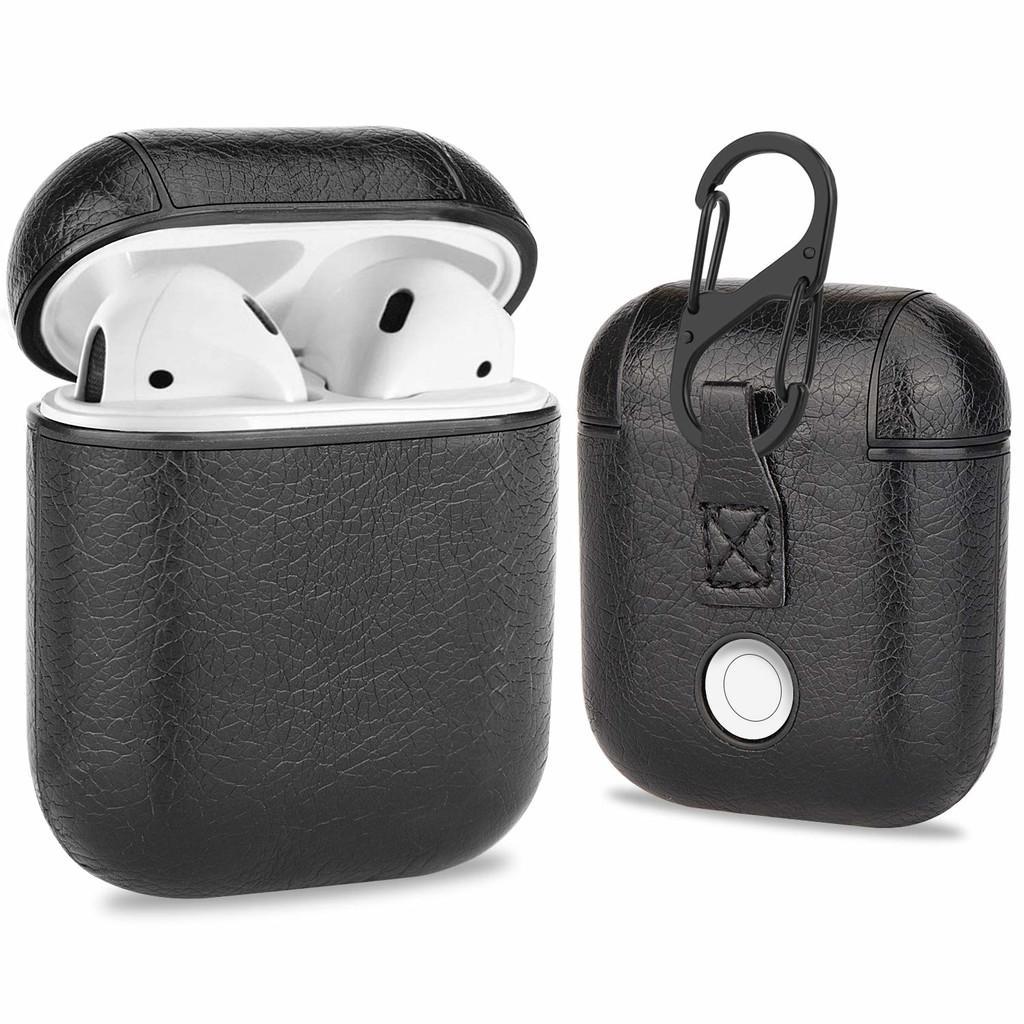 Taske til Apple AirPods 1/2 - PU læder - sort | Elgiganten
