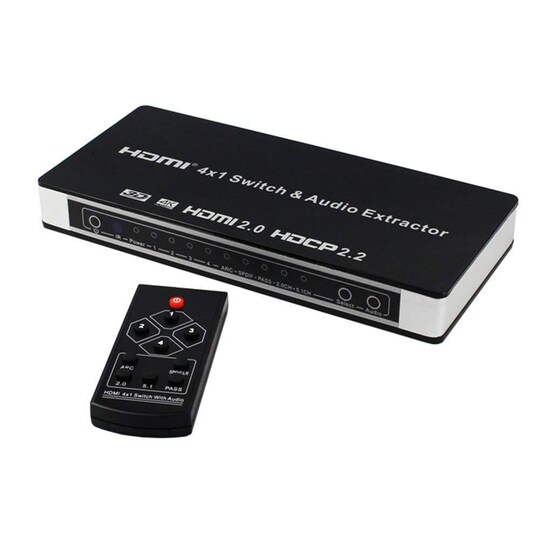 4x1 HDMI Switch og lyddeler UHD 4K 3D HDMI 2.0 ARC Toslink + RCA |  Elgiganten