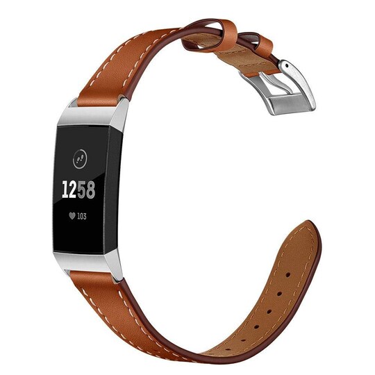 Fitbit Charge 3/4 armbånd læder Brun | Elgiganten