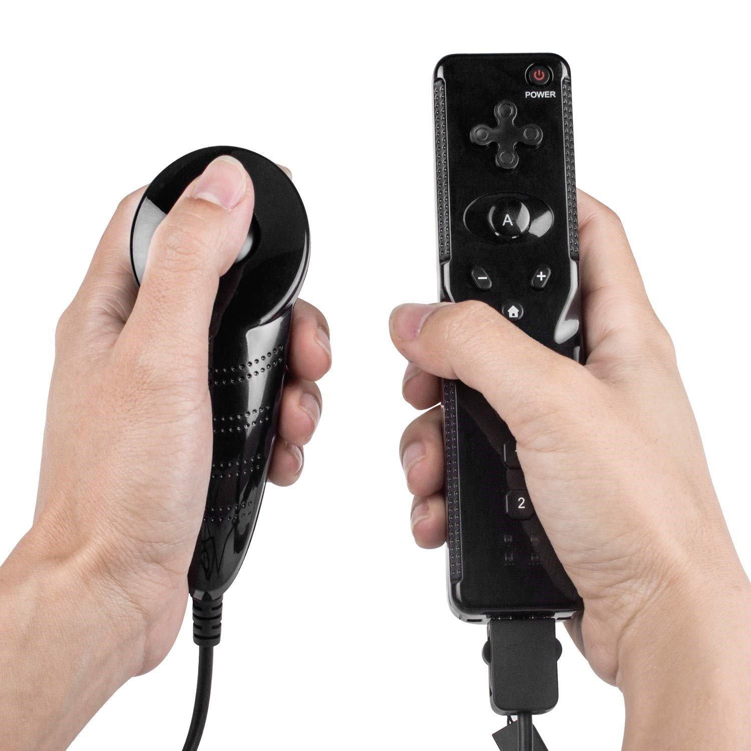 Wii-fjernbetjening og Nunchuk-controller Sort | Elgiganten