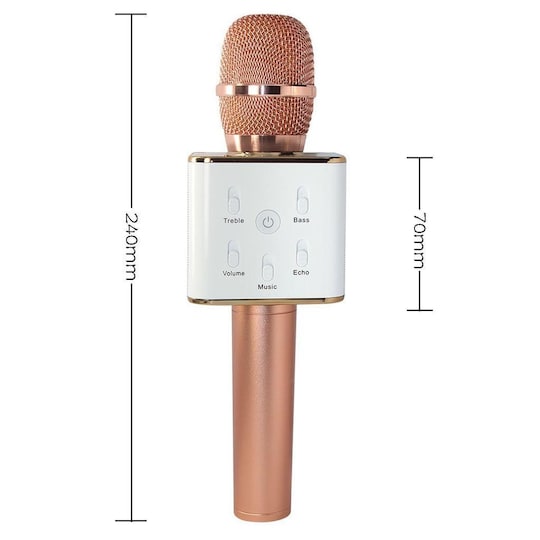 Bluetooth Karaoke mikrofon med højttaler 3W - Rose guld | Elgiganten