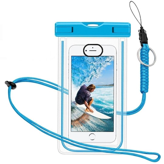 Vandtæt mobil taske til smartphone - universal - blå | Elgiganten
