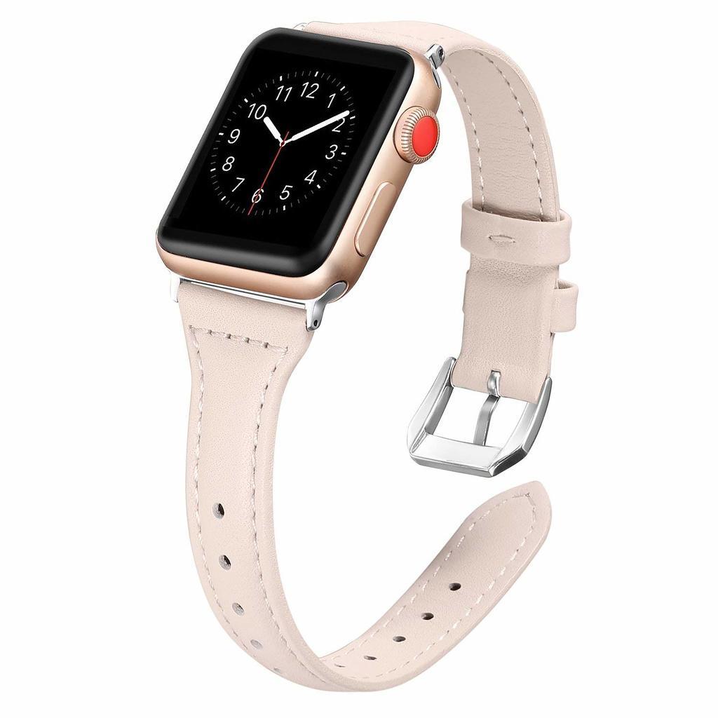 Apple Watch armbånd 38 mm ægte læder - abrikos | Elgiganten