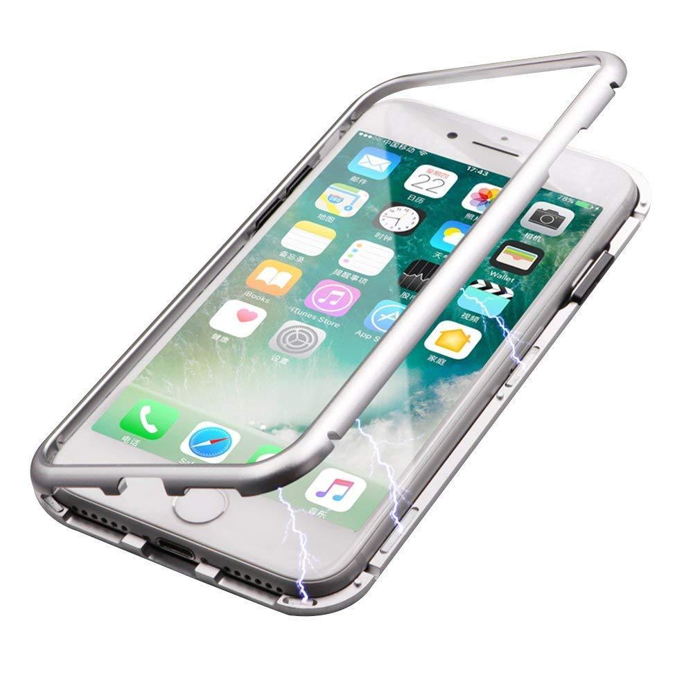 iPhone 7/8 cover Hærdet glas/Magnetisk stel Sølv | Elgiganten