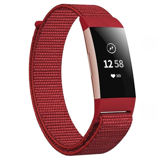 Fitbit Charge 3/4 armbånd nylon rød | Elgiganten