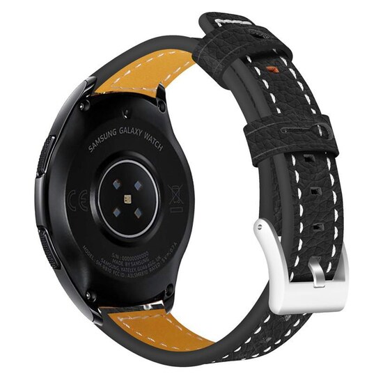 Samsung Gear S2 / Sport / Galaxy Watch & Garmin Vivoactive / Forerunner /  Vivomove læderarmbånd Sort | Elgiganten