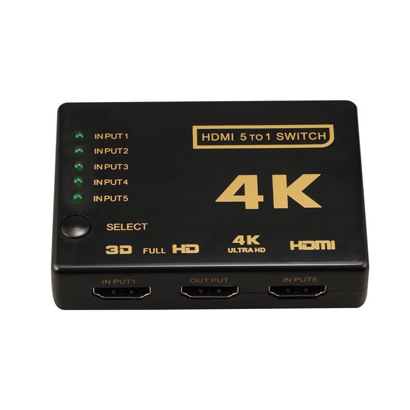 HDMI-switch 5x1 - 4K2K / 3D med fjernbetjening | Elgiganten