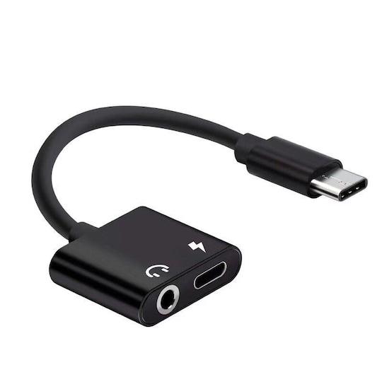 USB C til 3,5 mm Audio Adapter og USB-C-oplader 2-i-1 | Elgiganten